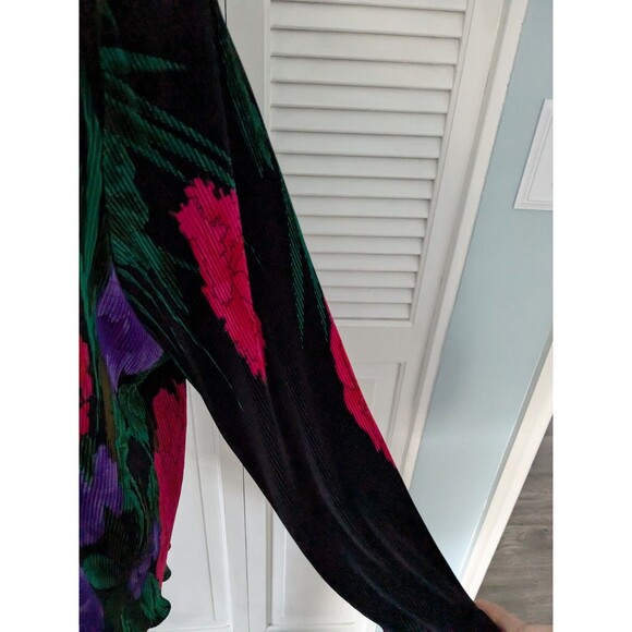 Vtg GDT Too Open Front Cardigan Women's XL Colorful Top Slinky Accordion 80s - Picture 6 of 11